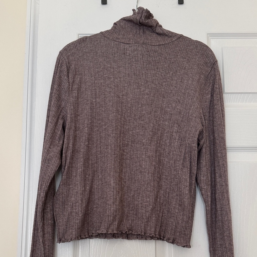 Madewell Women Ribbed Mock Neck Sweater - Mauve Taupe Size XL - Picture 7 of 12